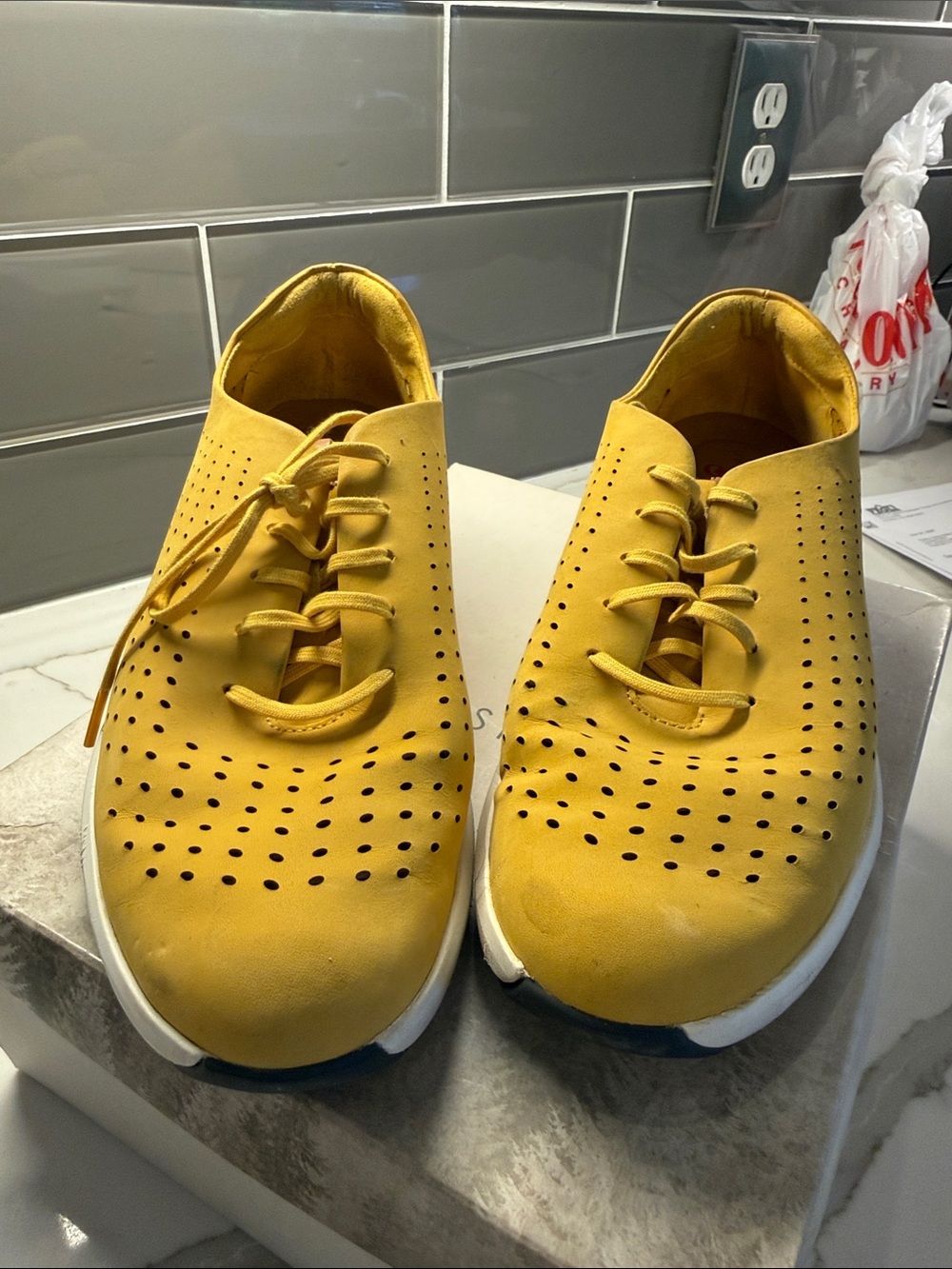 Clarks Women’s Perforated Lace-Up Sneakers - Yellow, Size 10